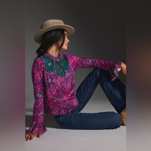 Anthropologie Tiny Brenan Flutter-Sleeve Top NWT